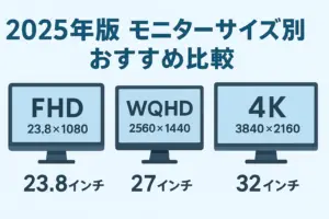 FHD・WQHD・4Kの最適サイズを比較した2025年版モニター選びのアイキャッチ画像