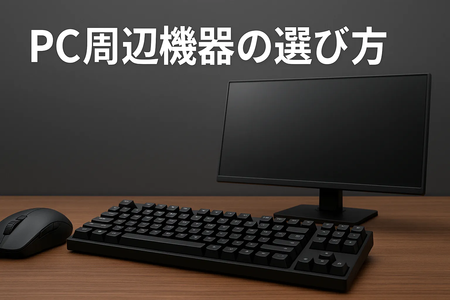 マウス・キーボード・モニターが並んだPC周辺機器のイメージ画像