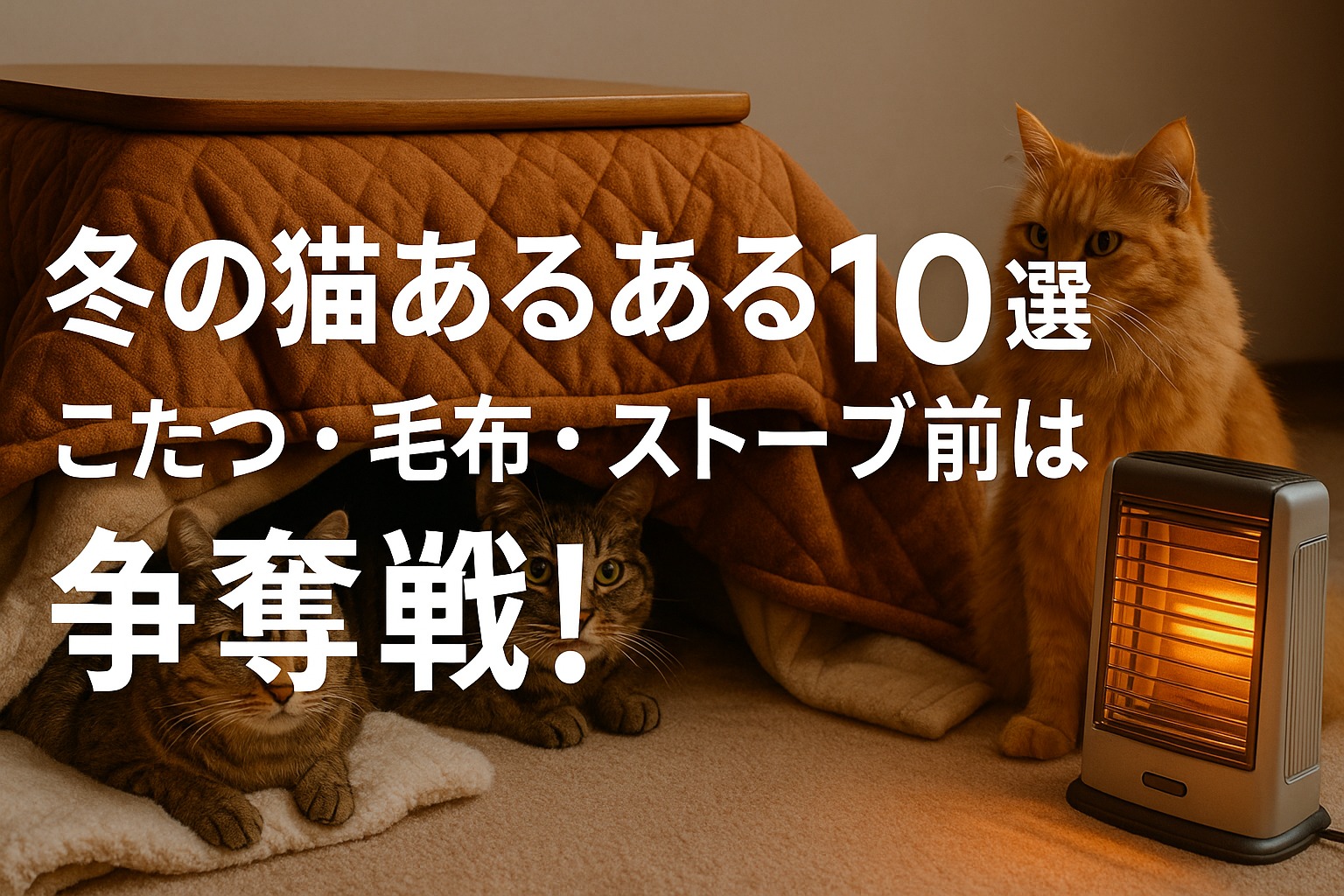 こたつを奪い合う猫たち